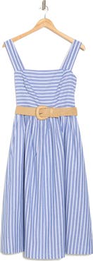 Eliza J Striped Belted Midi Dress
