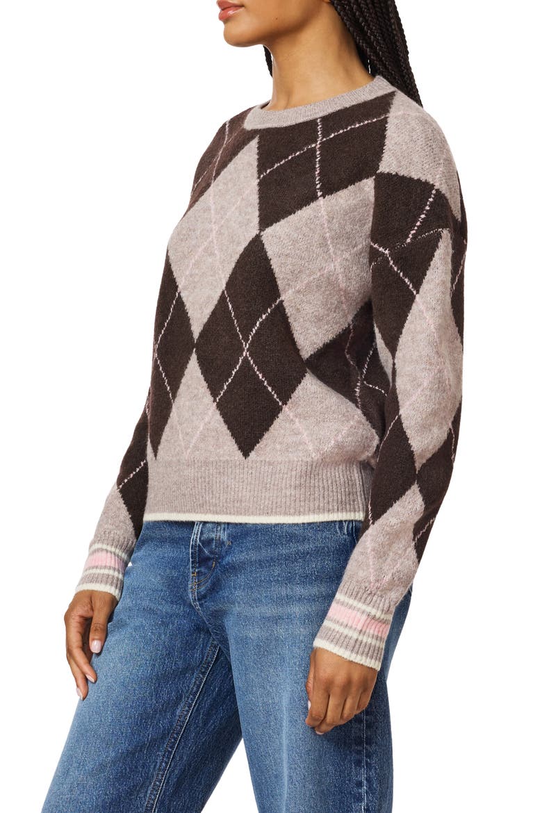 Crewneck Pullover Sweater, Alternate, color, MED BROWN SEAL ROSE DUST