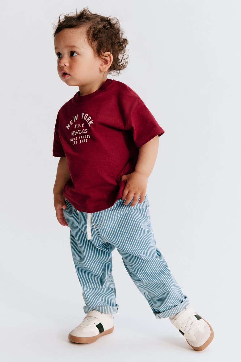 Cotton Twill Pants, Main, color, Light denim blue/striped