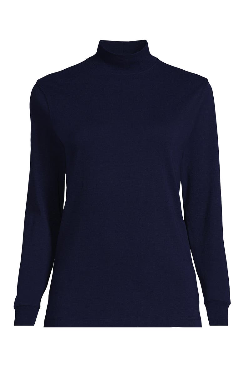 Relaxed Cotton Long Sleeve Mock Turtleneck, Alternate, color, Deep Sea Navy