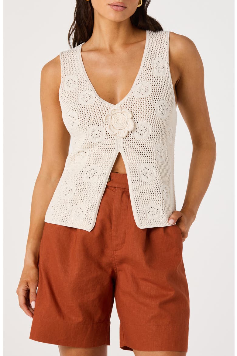 Maverick Crochet Tank, Main, color, CREAM