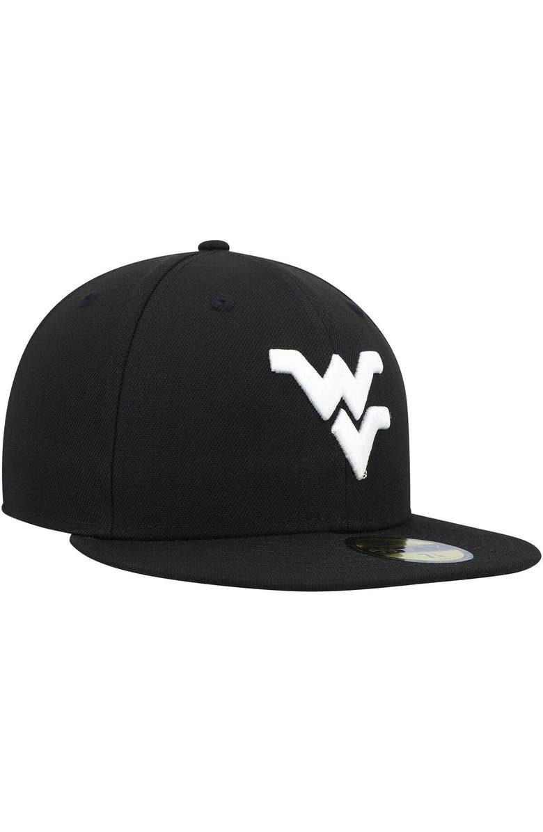New Era Men's New Era West Virginia Mountaineers Black & White 59FIFTY Fitted Hat, Alternate, color,