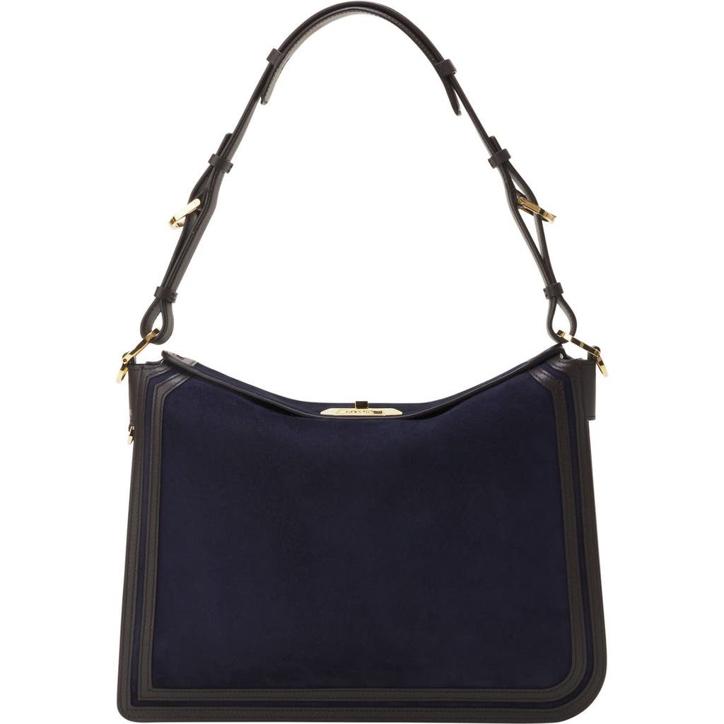 Lanvin Compagnon Asymmetrical Bag In Suede In Blue