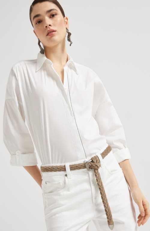 Brunello Cucinelli White Stretch Poplin Shirt In White