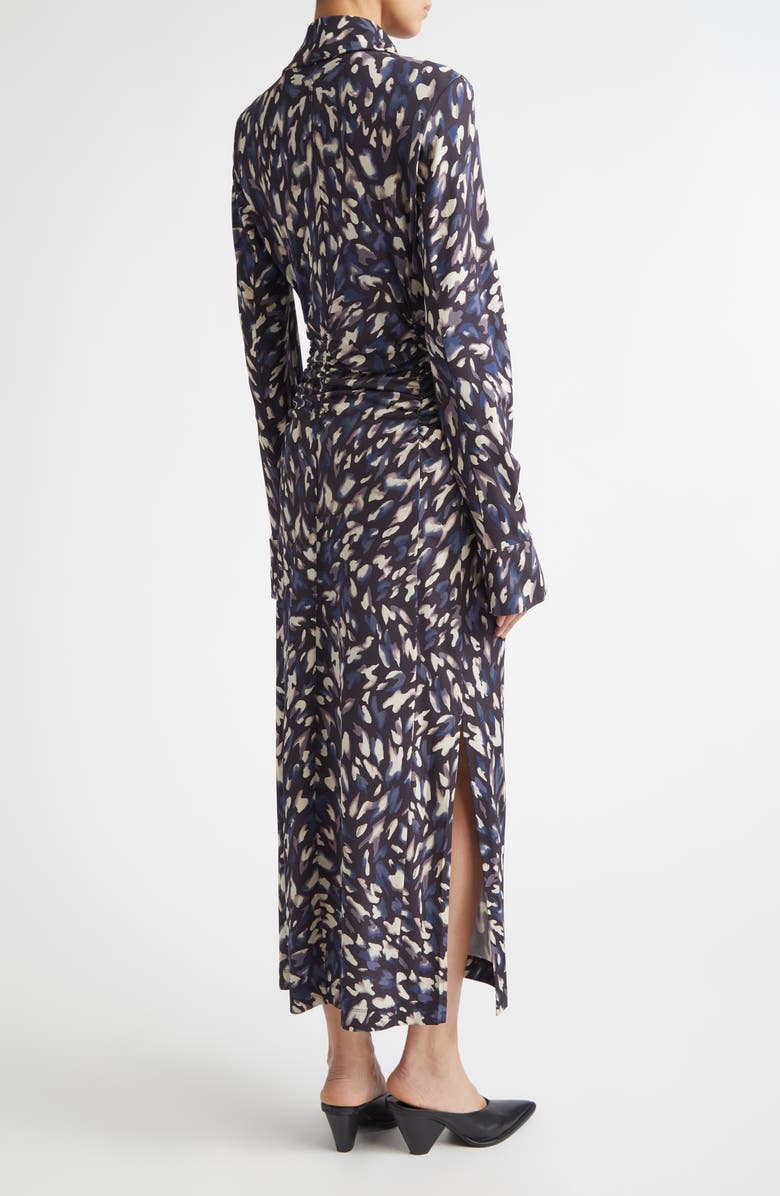 Altuzarra Claudia Print Ruched Long Sleeve Jersey Shirtdress, Alternate, color, Black Animal