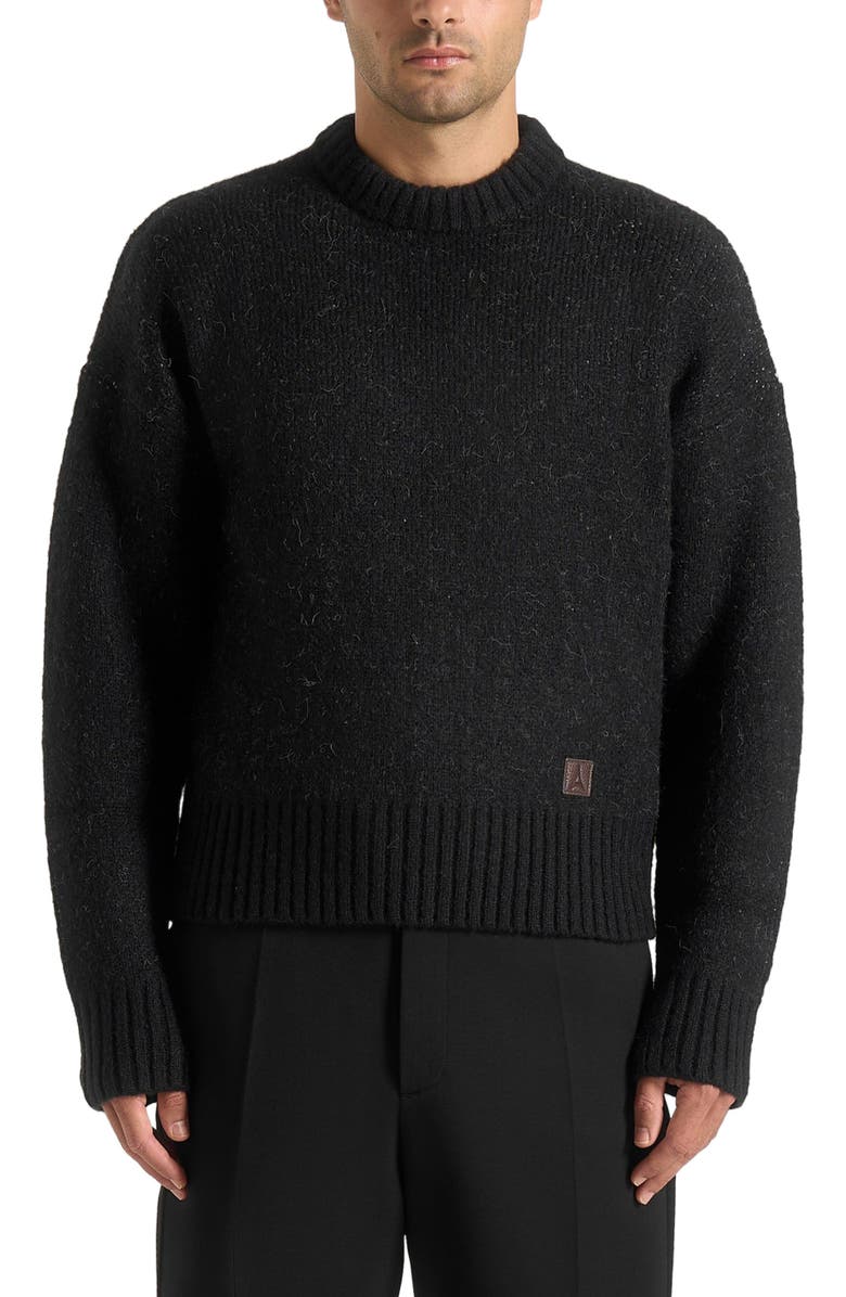 Manière De Voir Kamil Art Slogan Brushed Knit Jumper, Alternate, color, Black