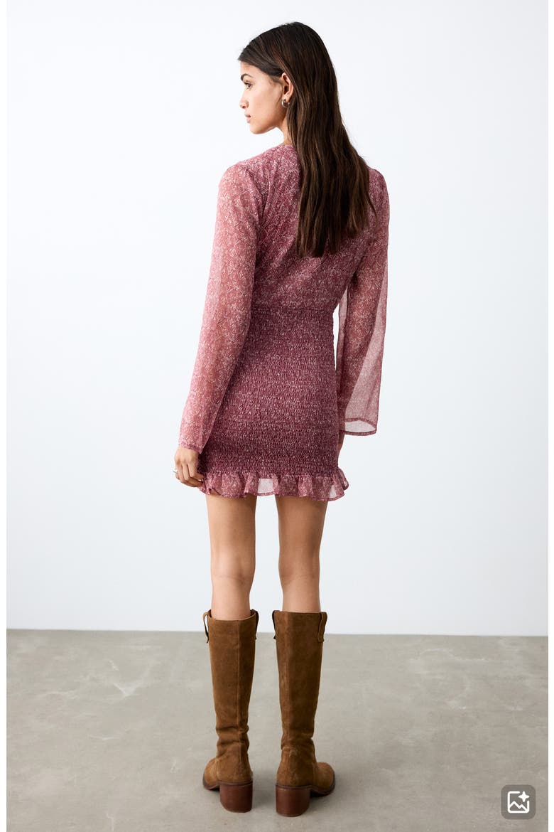 Long Sleeve Cutout Minidress, Alternate, color, PETROL PURPLE