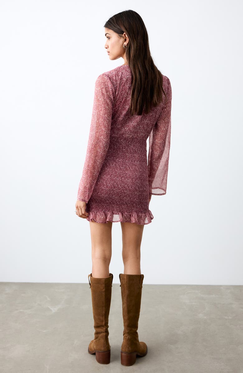 MANGO TEEN Long Sleeve Cutout Minidress, Alternate, color, Petrol Purple