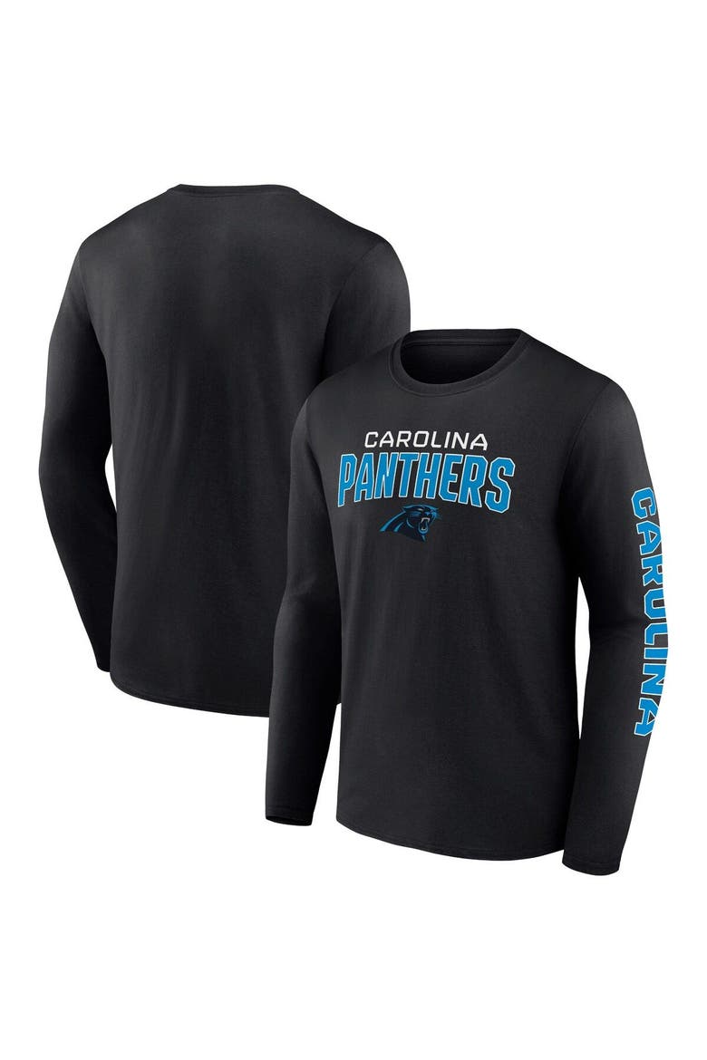 Men's Fanatics Branded Black Carolina Panthers Wordmark Go the Distance Long Sleeve T-Shirt, Main, color, Black