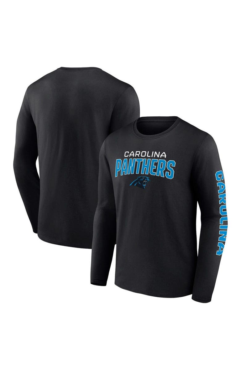 FANATICS Men's Fanatics Branded Black Carolina Panthers Wordmark Go the Distance Long Sleeve T-Shirt, Main, color,