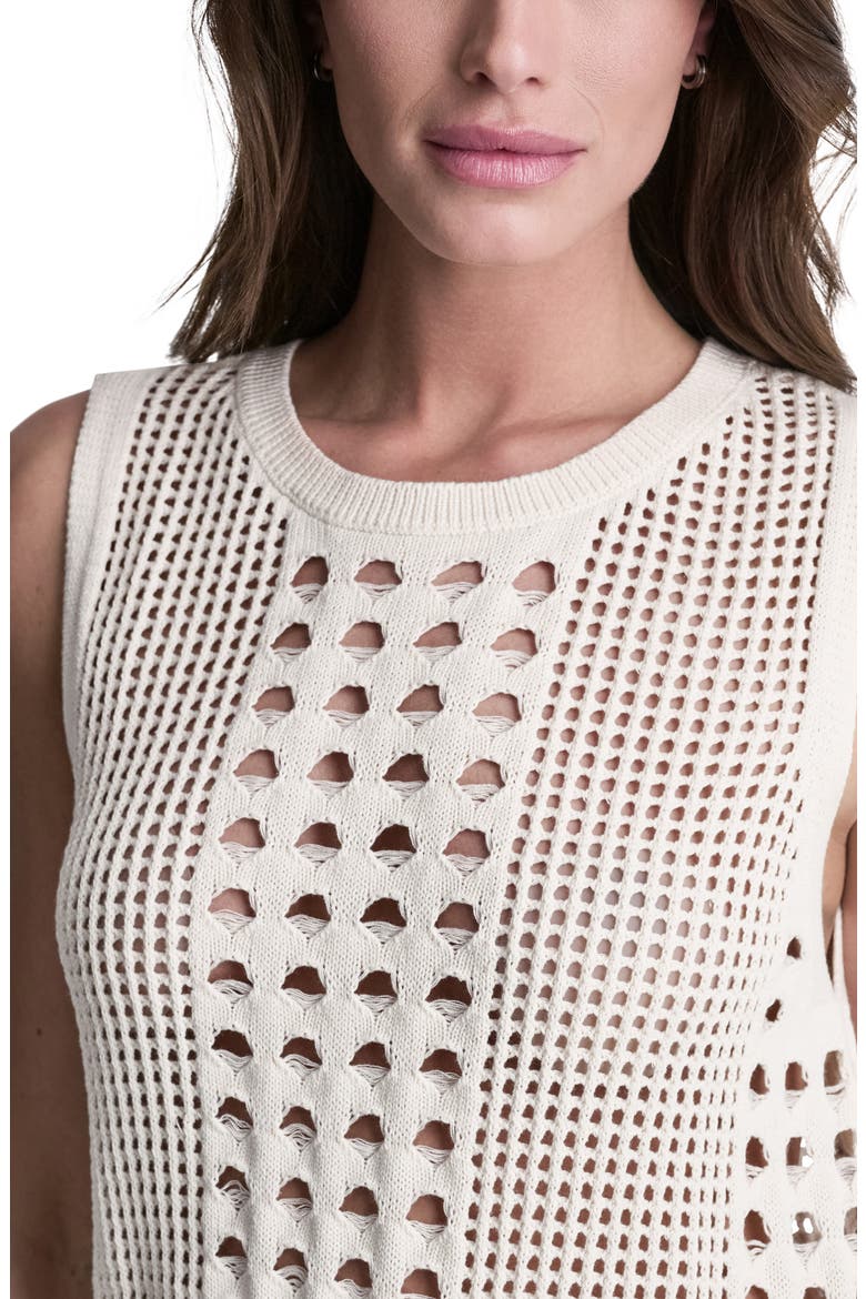 Mixed Open Stitch Sleeveless Cover Up Dress, Alternate, color, EGGNOG