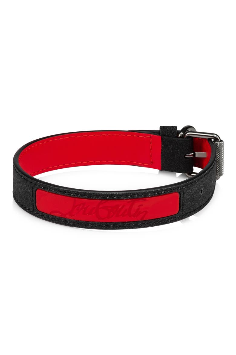 Small Loubicollar Calfskin Pet Collar, Alternate, color, BLACK/ LOUBI