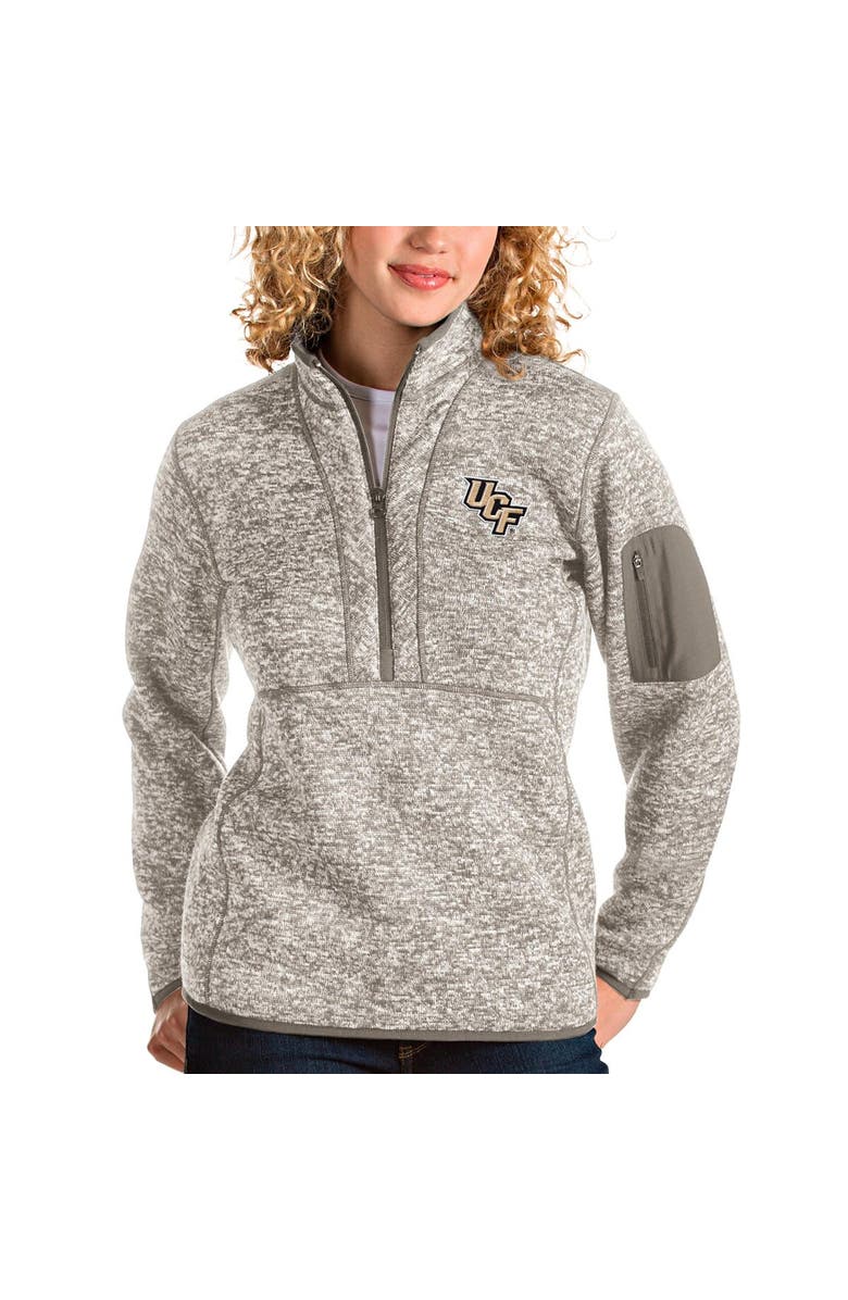 ANTIGUA Women's Antigua Oatmeal UCF Knights Fortune Half-Zip Pullover Sweater, Main, color, 