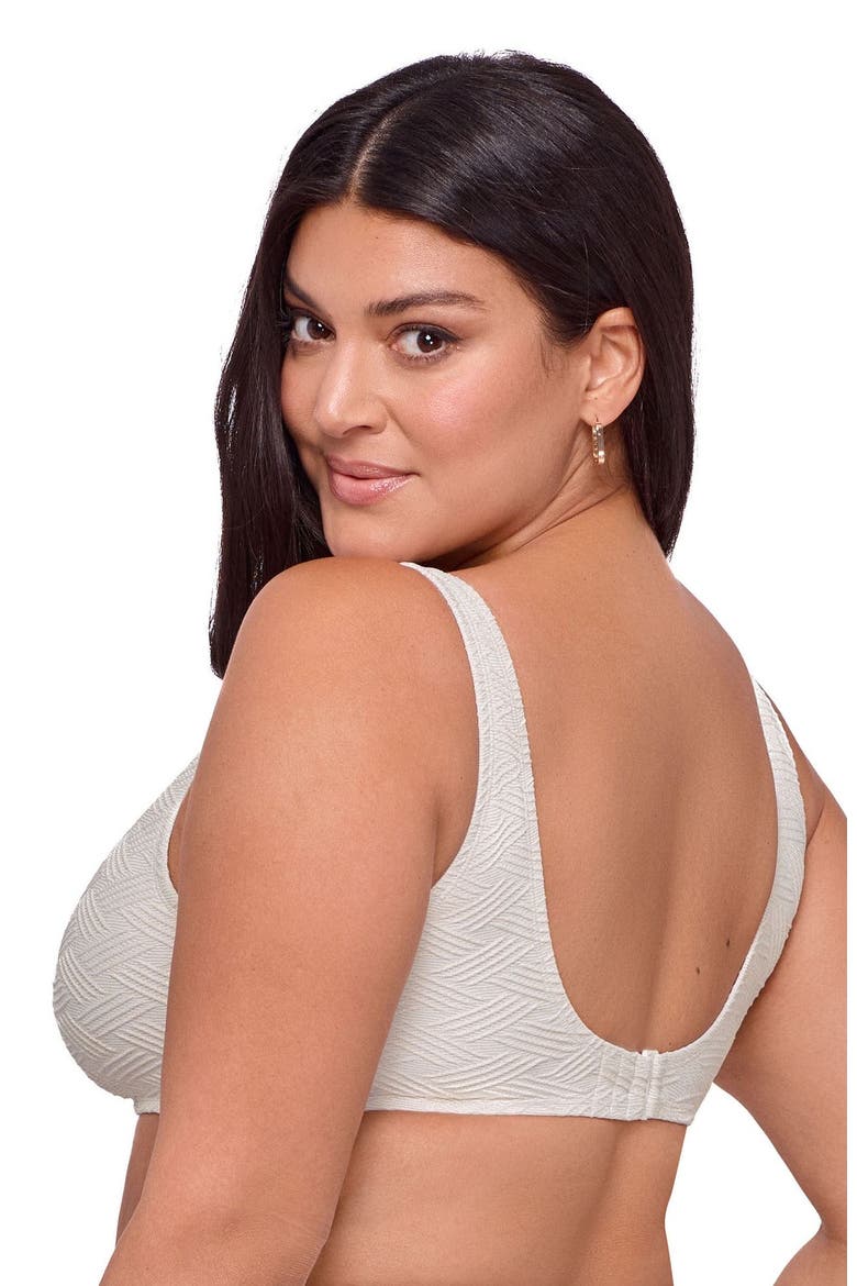 Supportive and Sculpting Basket Weave Scoop Back Cutout U-Wire Bikini Swimsuit Top, Alternate, color, Bone Basket Weave
