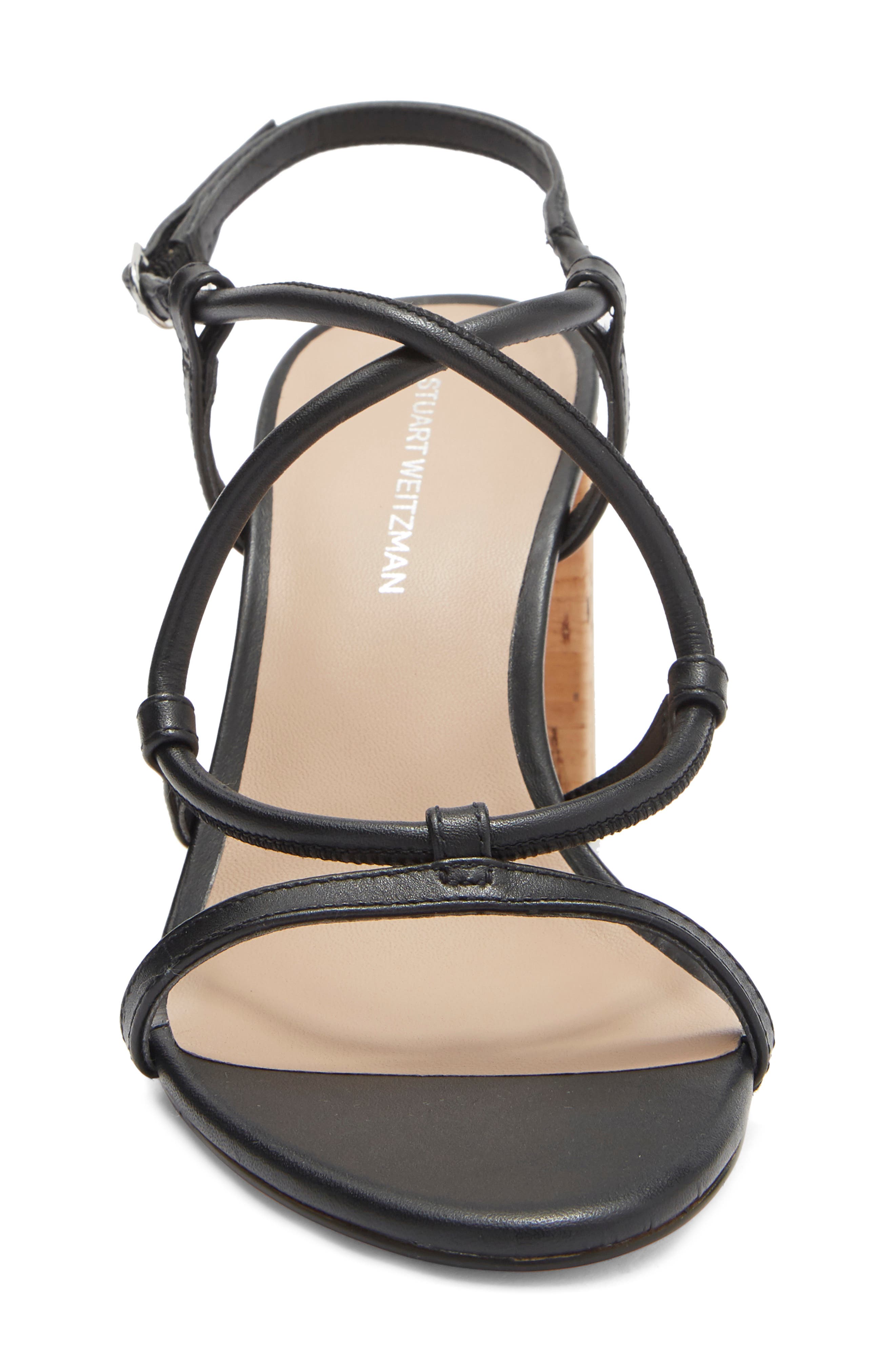 Stuart Weitzman Nilla 75 Block Sandal, Alternate, color, Black