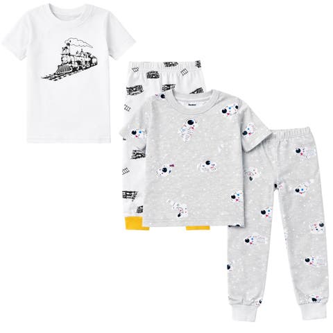 Kids and Toddlers Boys 2 Pack Short Sleeve Pajama Sets Snug Fitted Ultra Soft