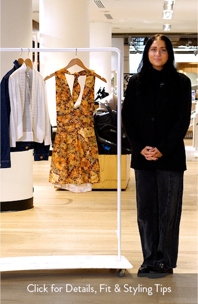 Bianca Floral Linen Halter Minidress, sales video thumbnail