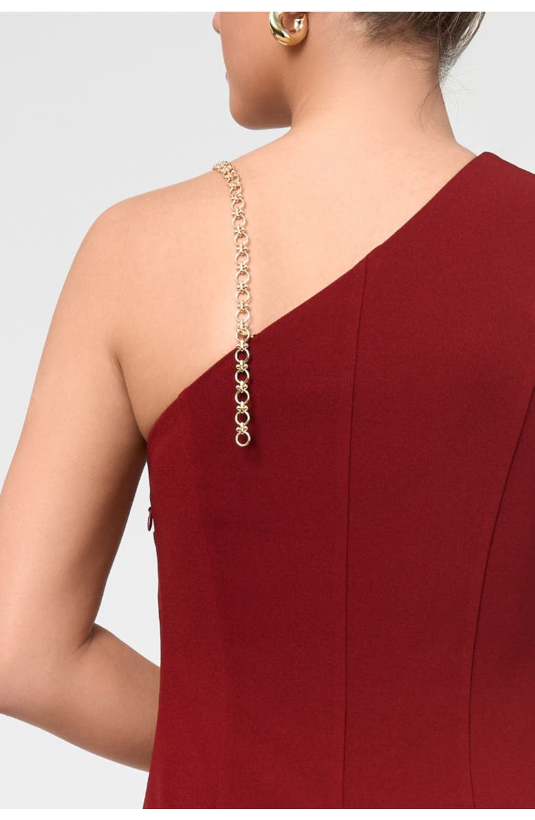 RACHEL Rachel Roy Sia One Shoulder Chain Strap Midi Dress, Alternate, color, Dark Red