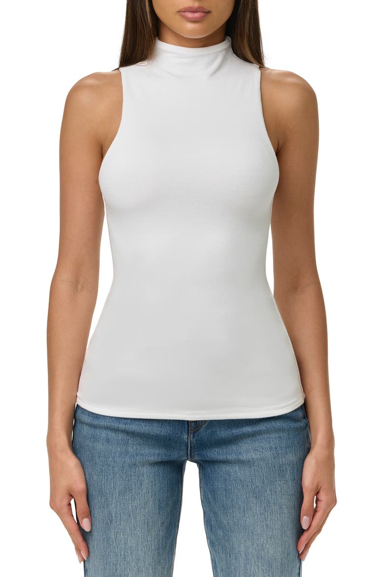 Sleeveless Mock Neck Top, Main, color, WHITE