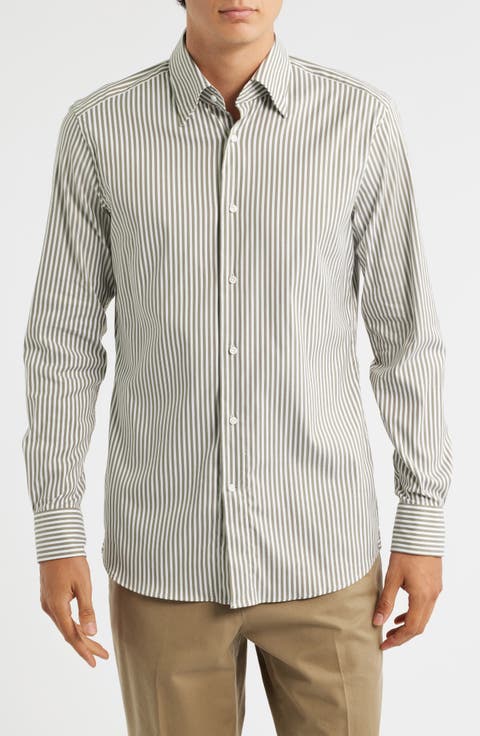 Hays Slim Fit Stripe Stretch Cotton Dress Shirt
