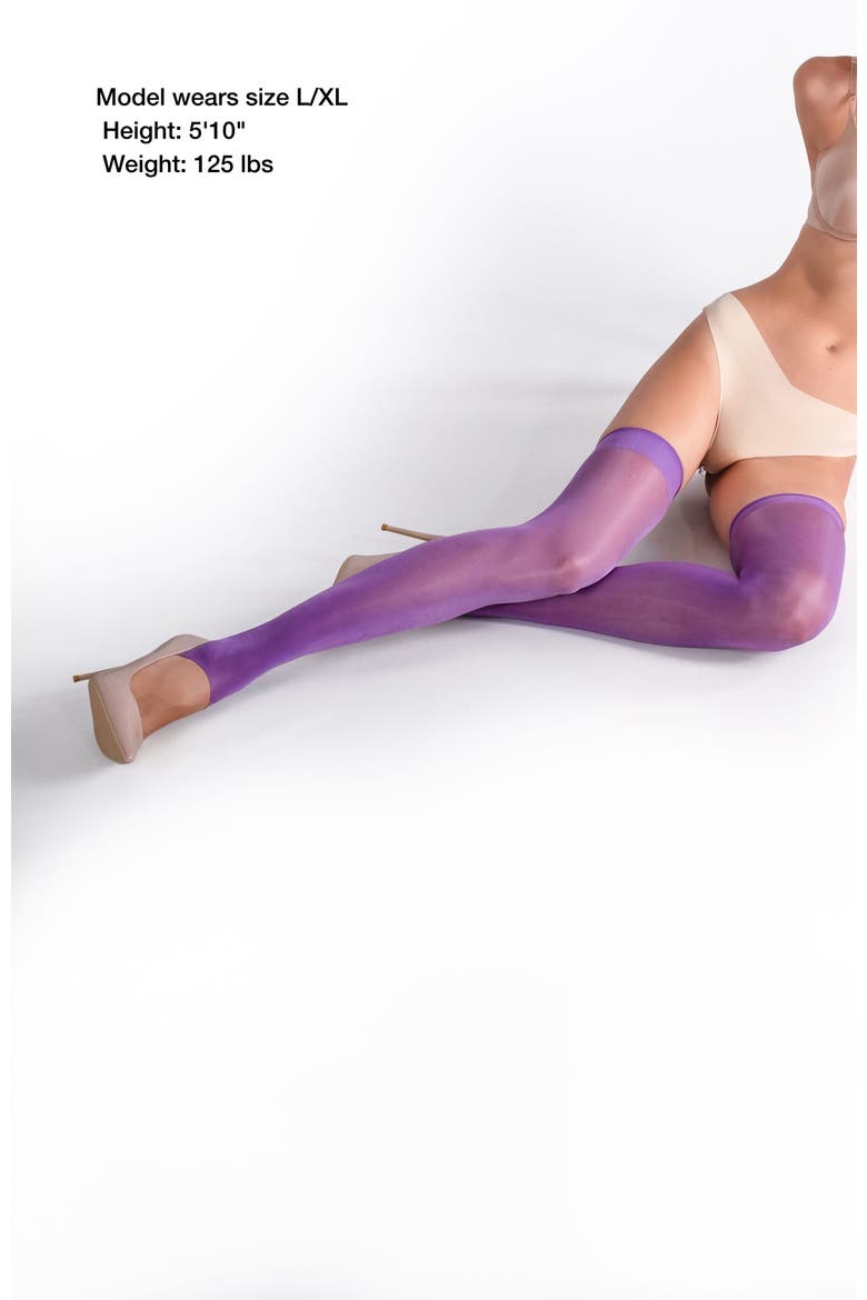2 Pairs of Glossy Stirrup Thigh Highs, Alternate, color, Purple