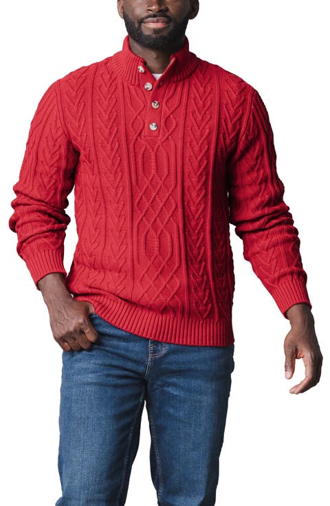 Organic Mock Neck Cable Sweater