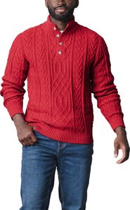 Hope & Henry Organic Mock Neck Cable Sweater