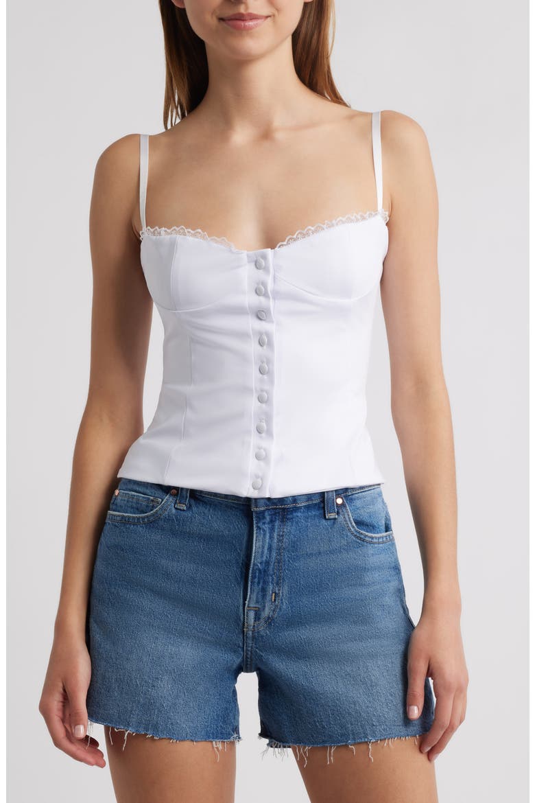 Button-Up Corset Top, Main, color, WHITE