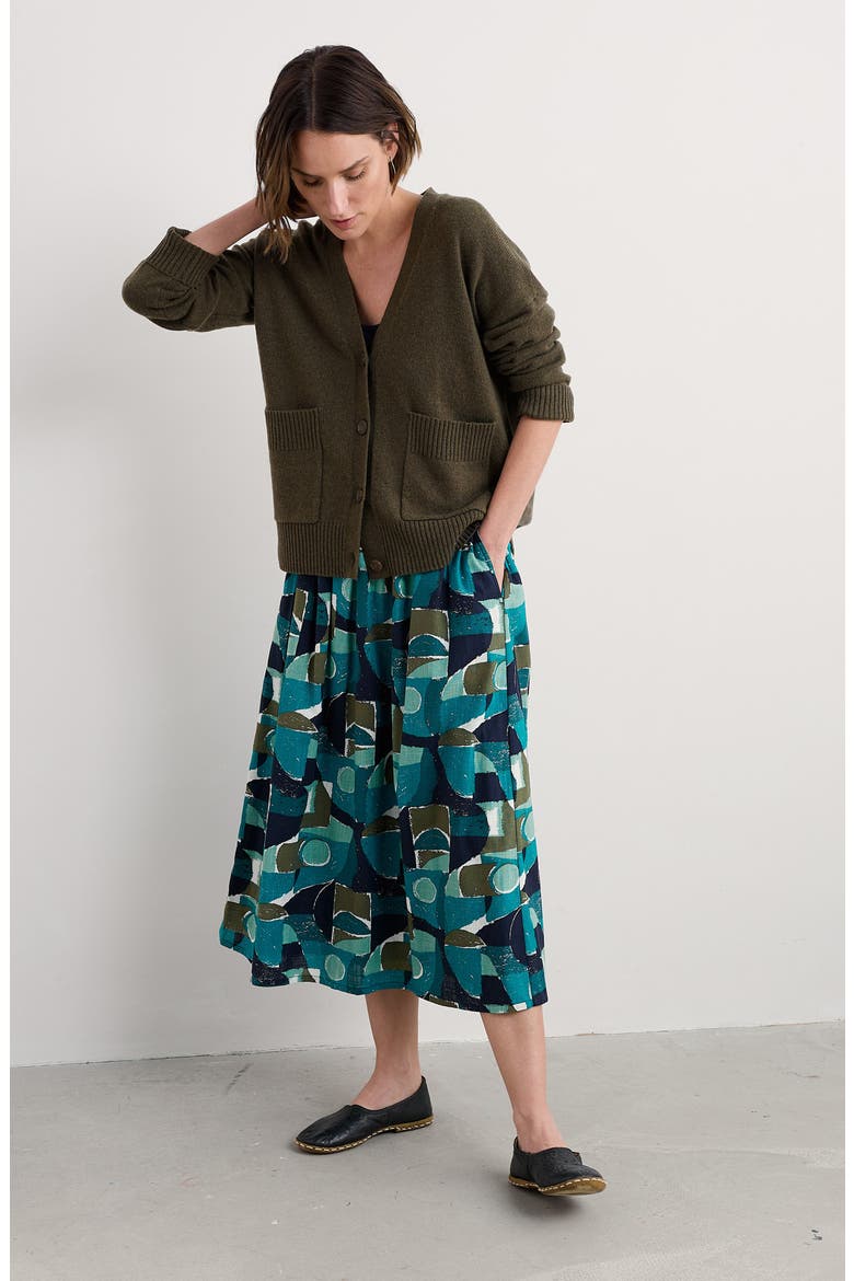 Mevagissey Organic Cotton Midi Skirt, Alternate, color, PENWITH ABSTRACT EMULSION