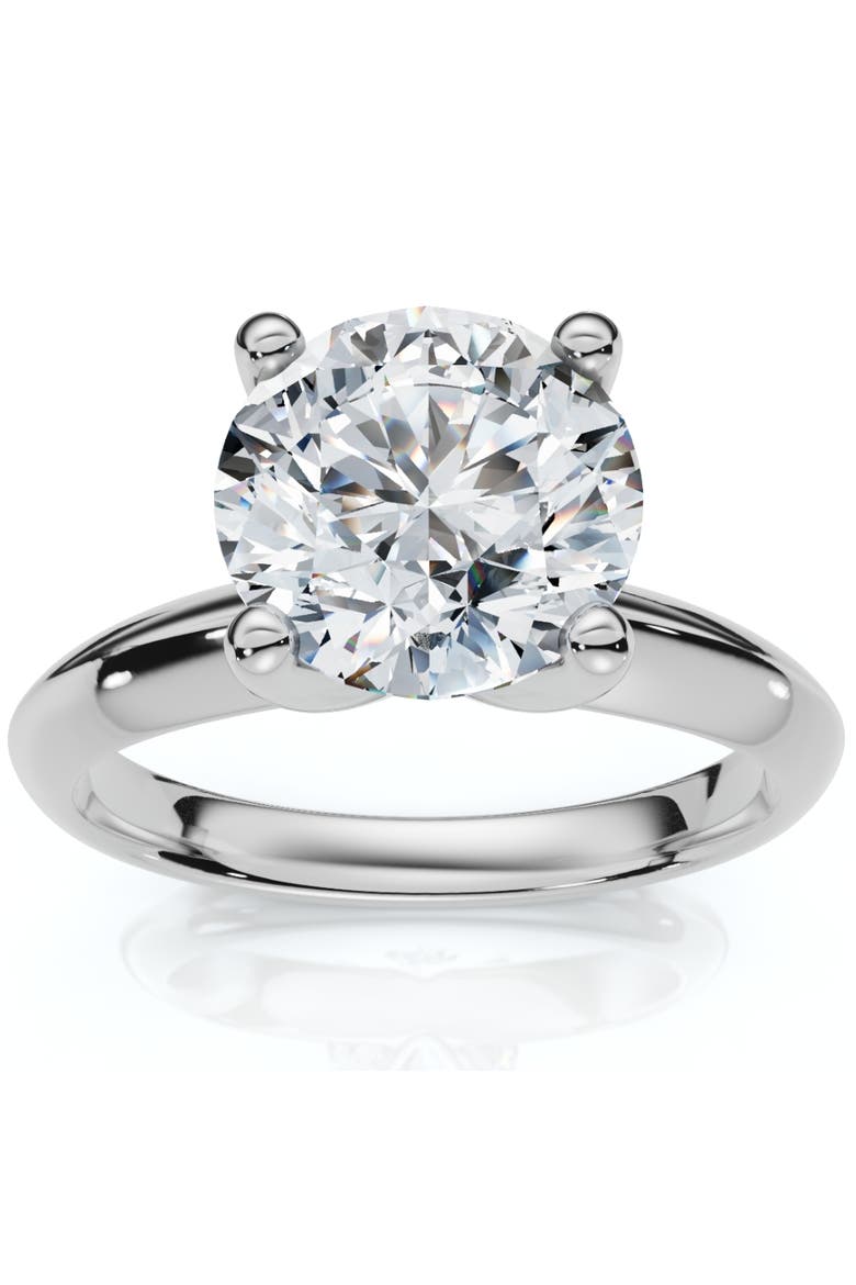 Certified 2ct Lab Grown Diamond Thin Solitaire Engagement Ring 14k Gold, Main, color, 14k White Gold
