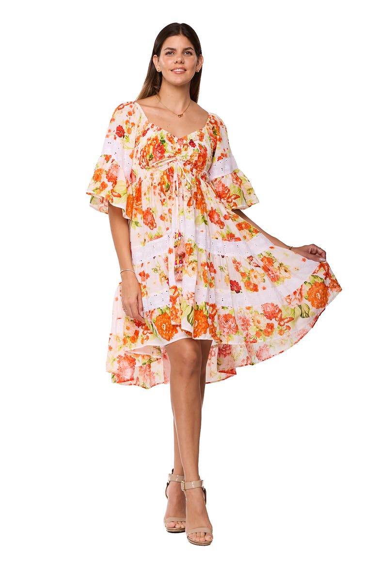 Relaxed Floral Minidress, Alternate, color, ORANGE