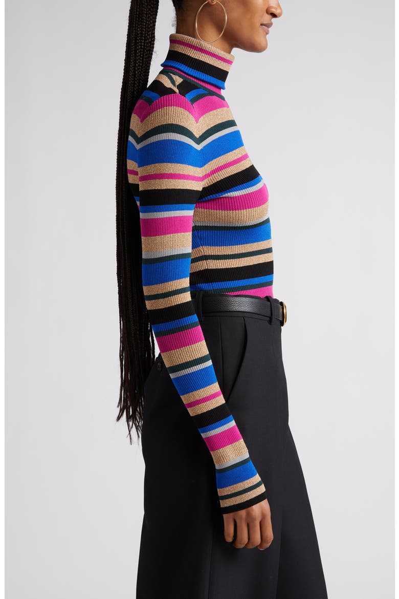 Olene Metallic Stripe Turtleneck Top, Alternate, color, MAGENTA MULTI STRIPE