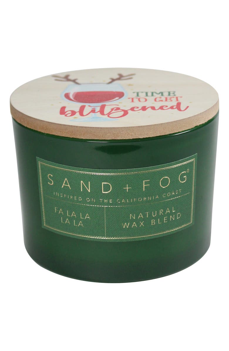 SAND AND FOG Fa La La La La Wine Two-Wick Candle, Main, color, Green