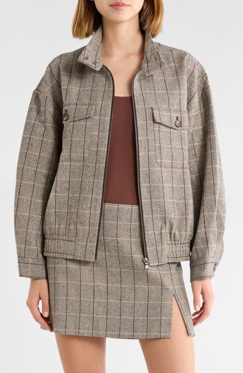 Copper Mixed Print Bomber Jacket