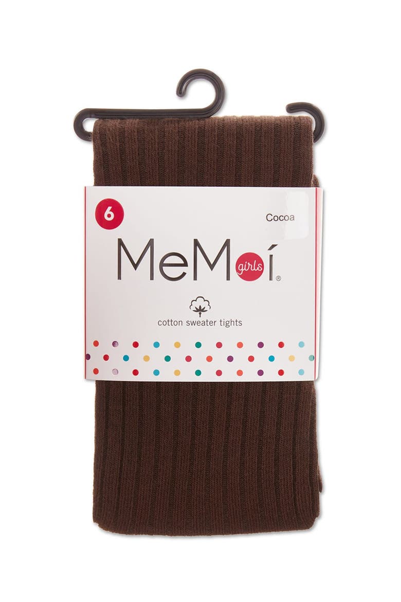 Kid's Ribbed Cotton Sweater Tights, Alternate, color, Cocoa