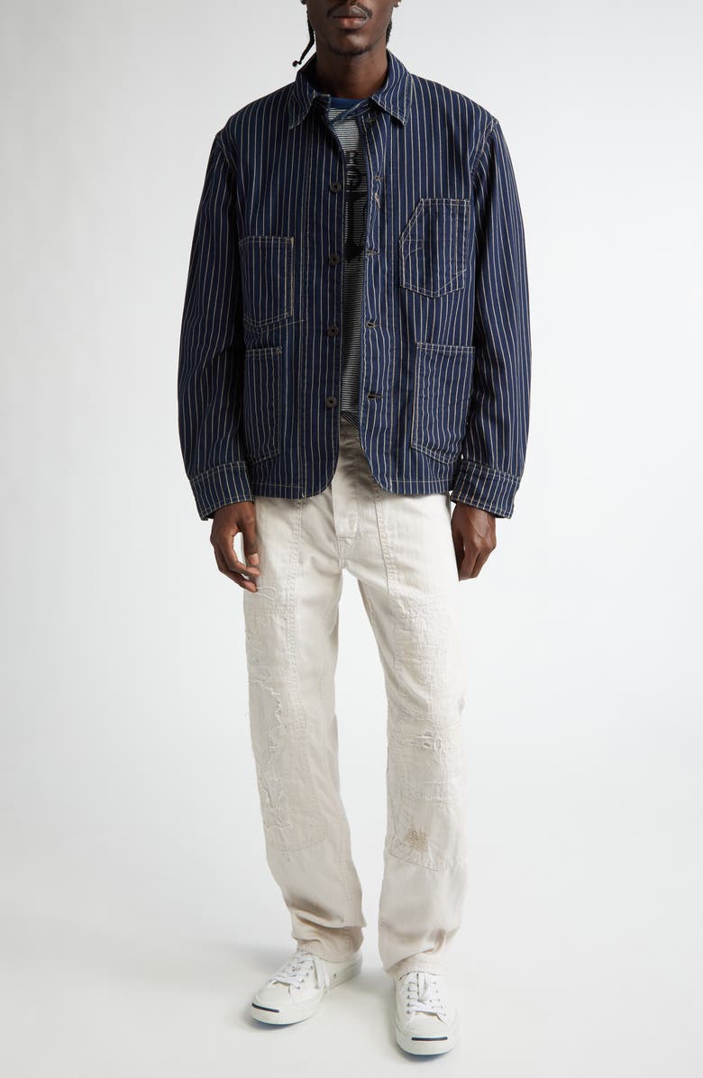 Double RL Johnston Stripe Cotton Twill Engineer Coat, Alternate, color,