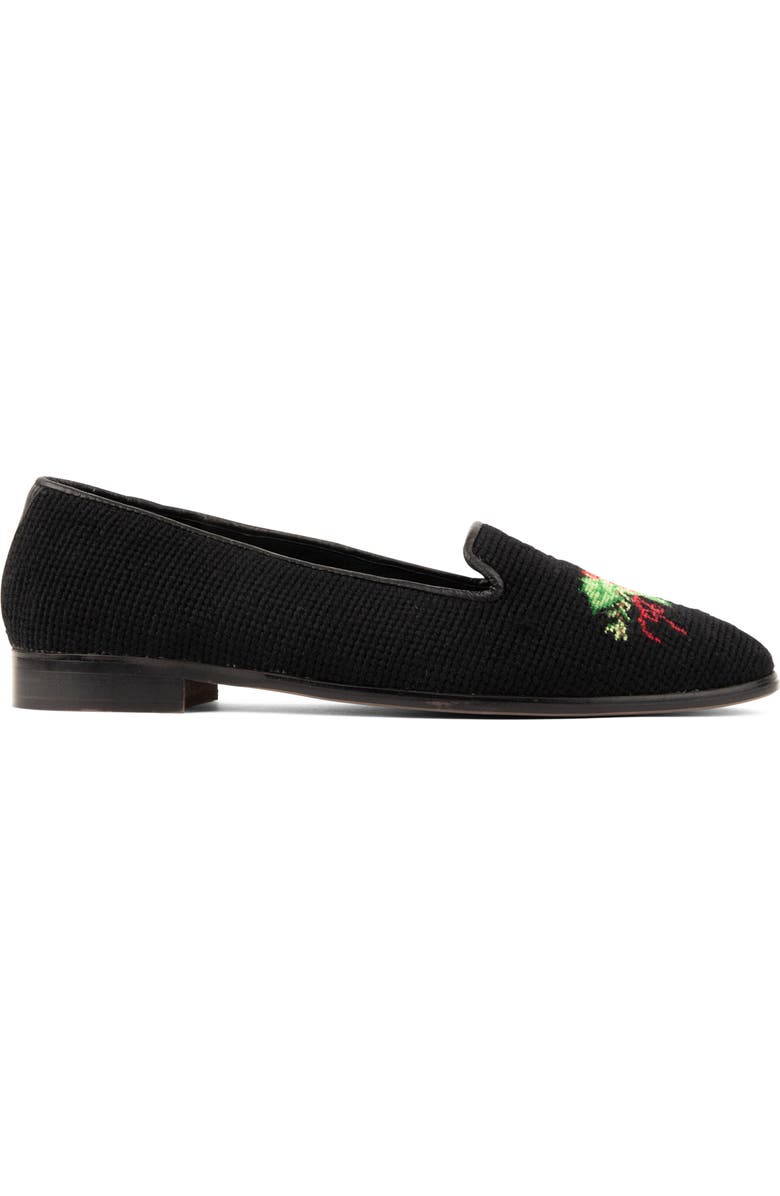 ByPaige Needlepoint Holly Flat, Alternate, color, Black