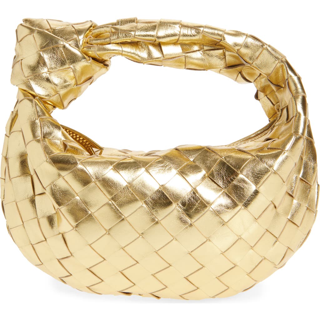Bottega Veneta Jodie Intrecciato Metallic Leather Tote Bag In Gold