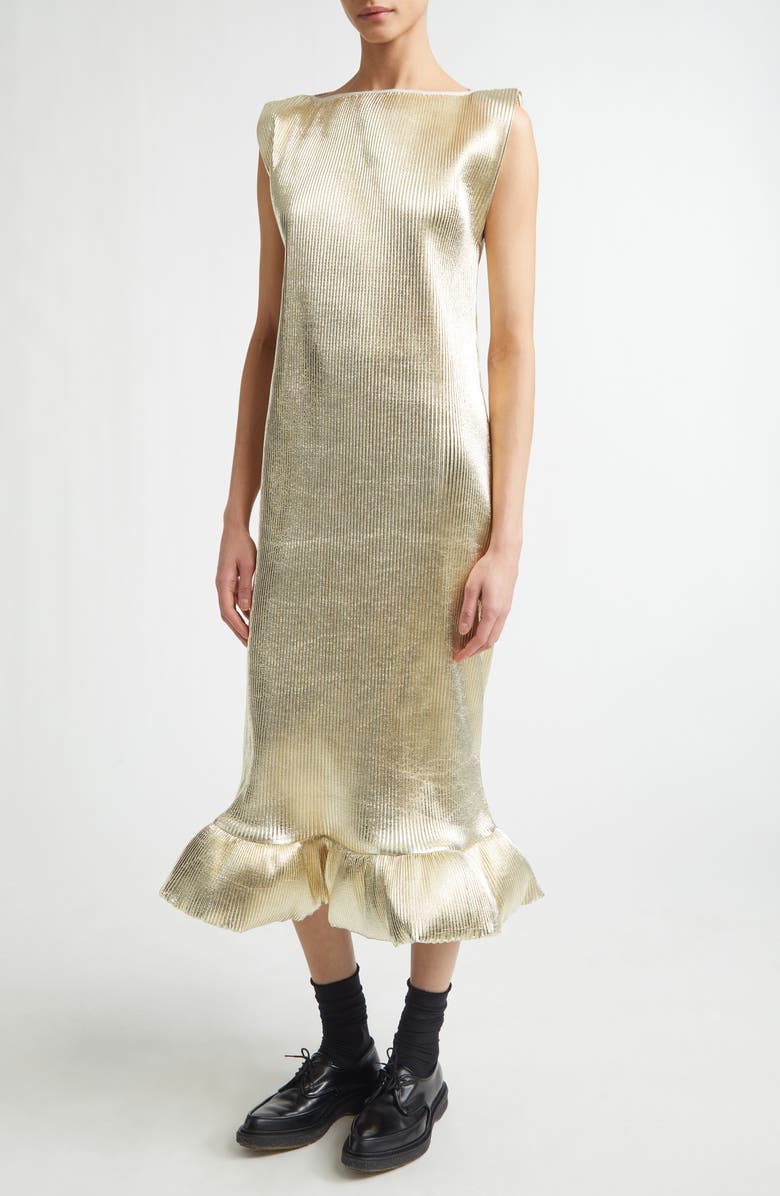 MELITTA BAUMEISTER Puffle Metallic Ripple Dress, Alternate, color, Light Gold