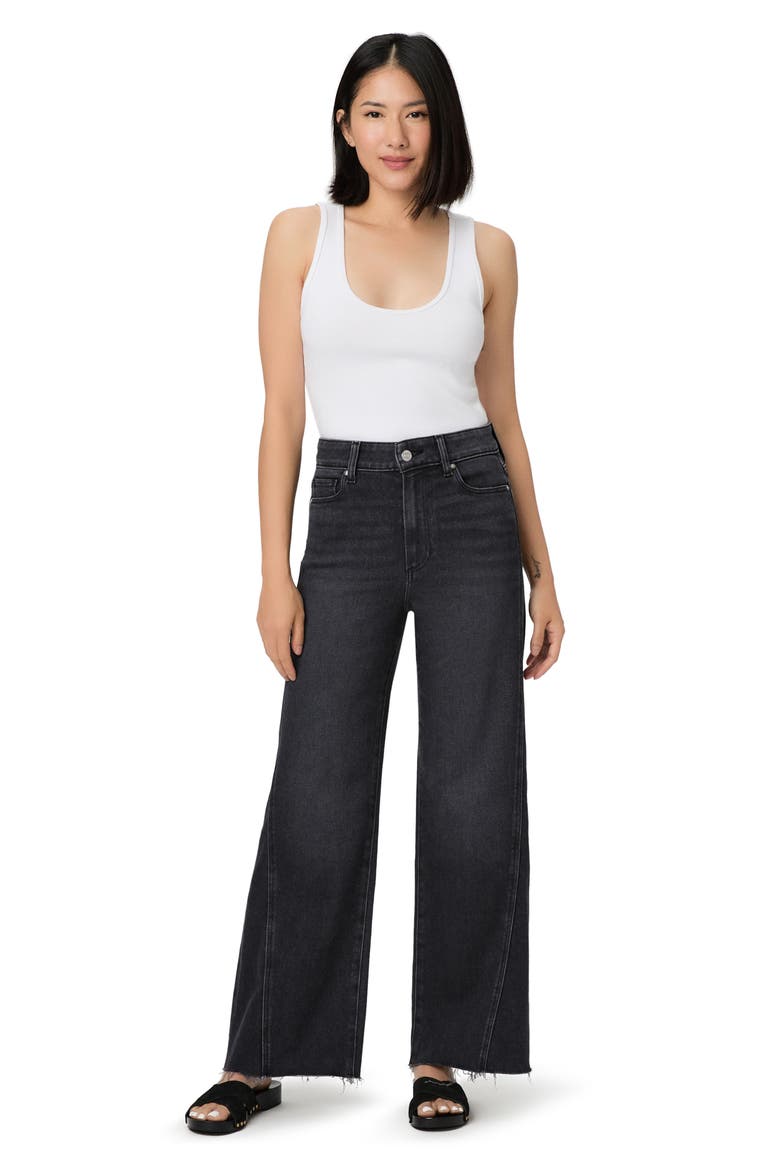 Anessa High Waist Raw Hem Wide Leg Jeans, Alternate, color, INK BLACK