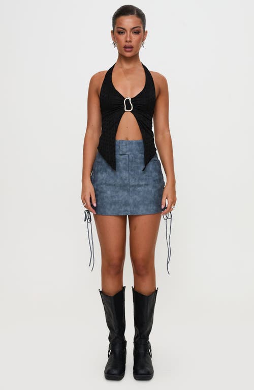 Princess Polly Ceejay Lace-up Faux Leather Miniskirt In Grey