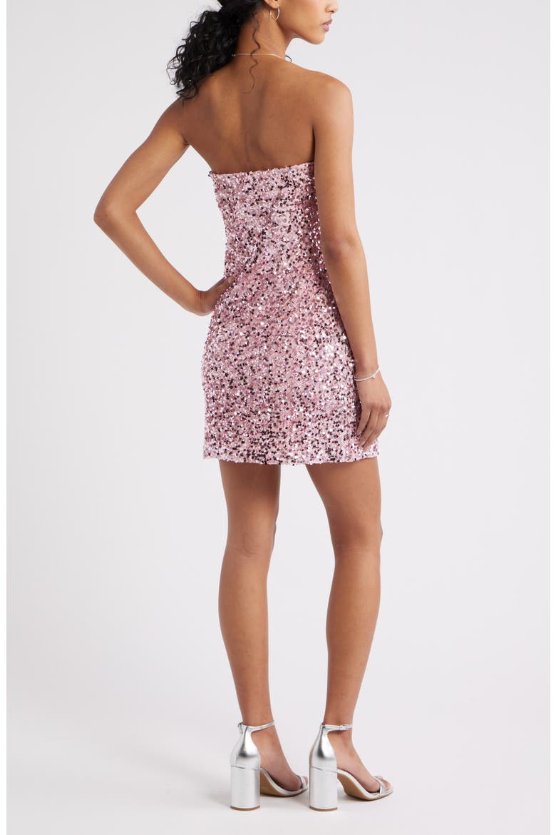 Strapless Sequin Minidress, Alternate, color, PINK