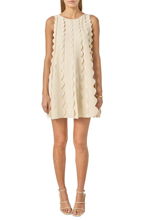 Scalloped Sleeveless Shift Dress