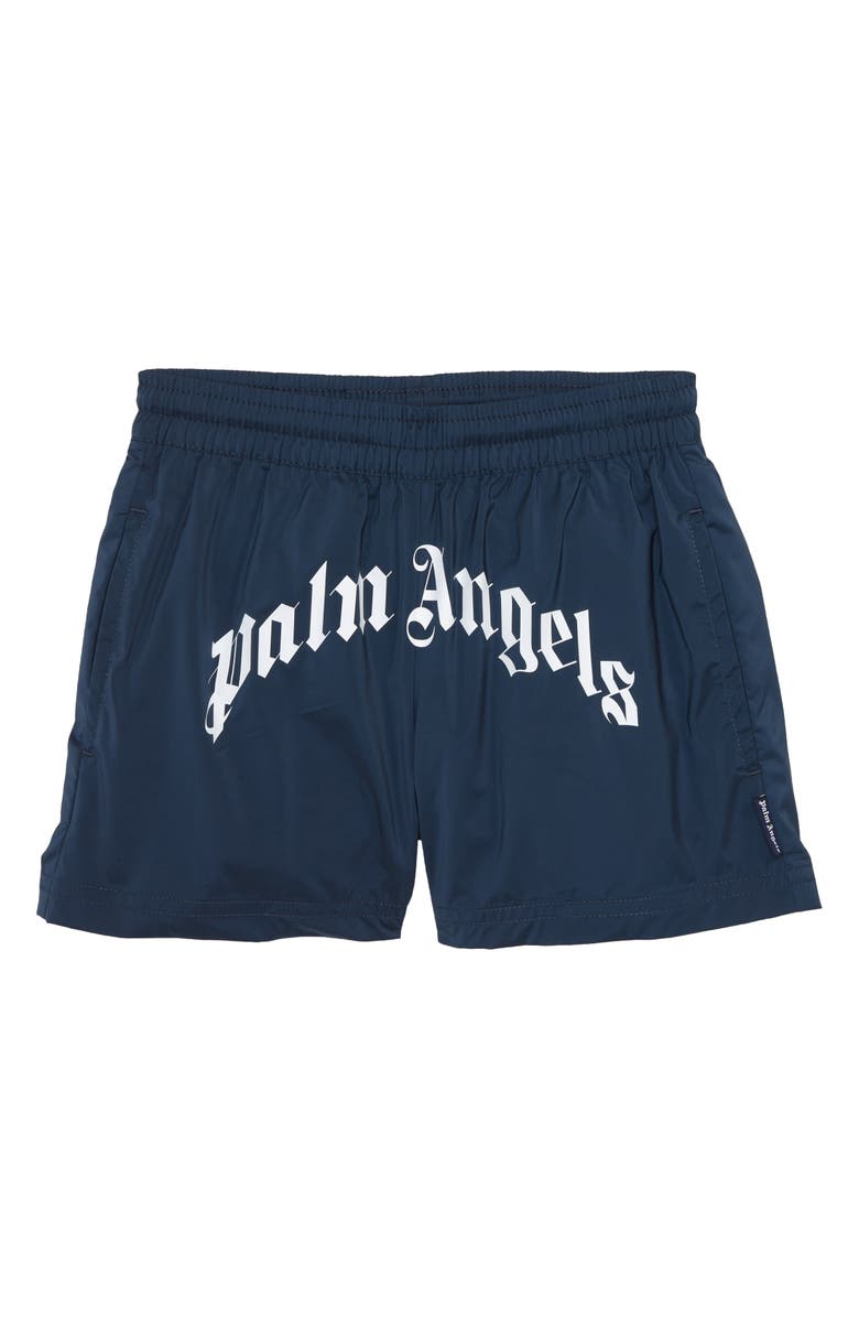 Palm Angels Kids' Logo Swim Trunks, Main, color, 