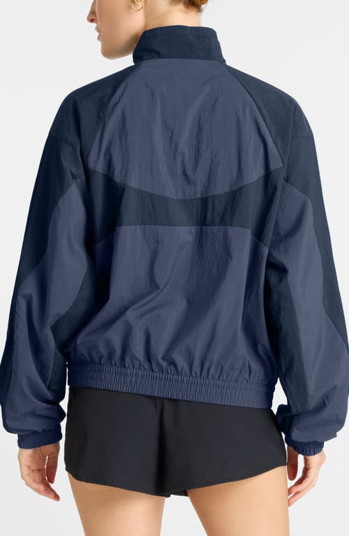 New Balance Oversize Water Resistant Colorblock Nylon Jacket In Blue