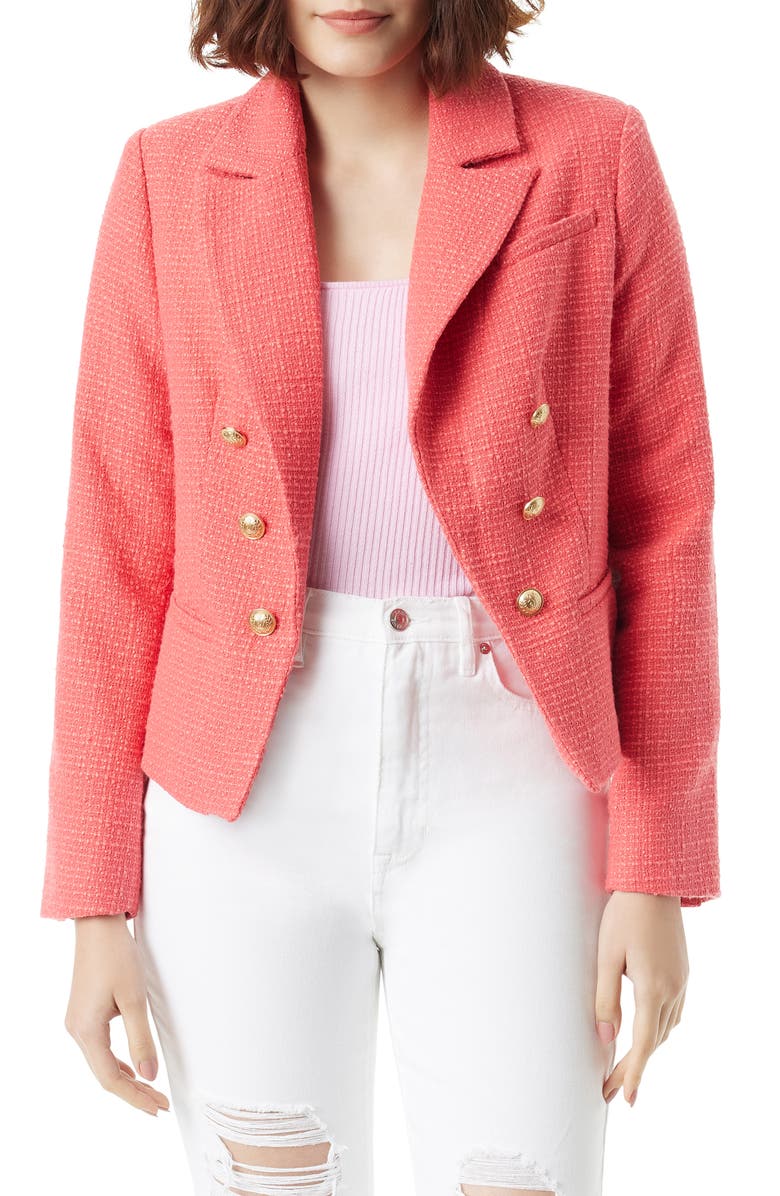 Sam Edelman Cheryl Double Breasted Crop Tweed Blazer, Main, color, 
