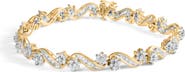 Haus of Brilliance 10k Yellow Gold 3.00 Cttw Round-Cut and Baguette-Cut Floral Link 7.25" Bracelet