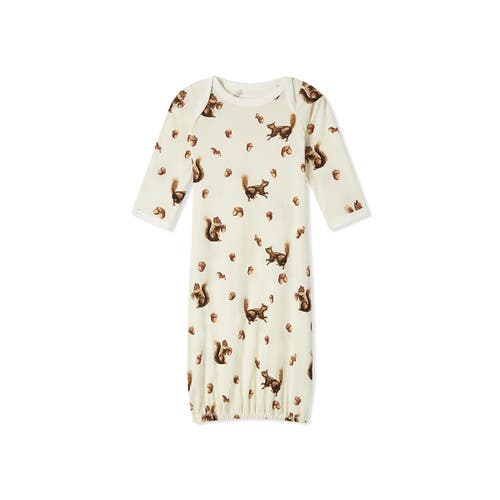 Milkbarn Luxe Stretch Newborn Gown And Hat Set In Brown