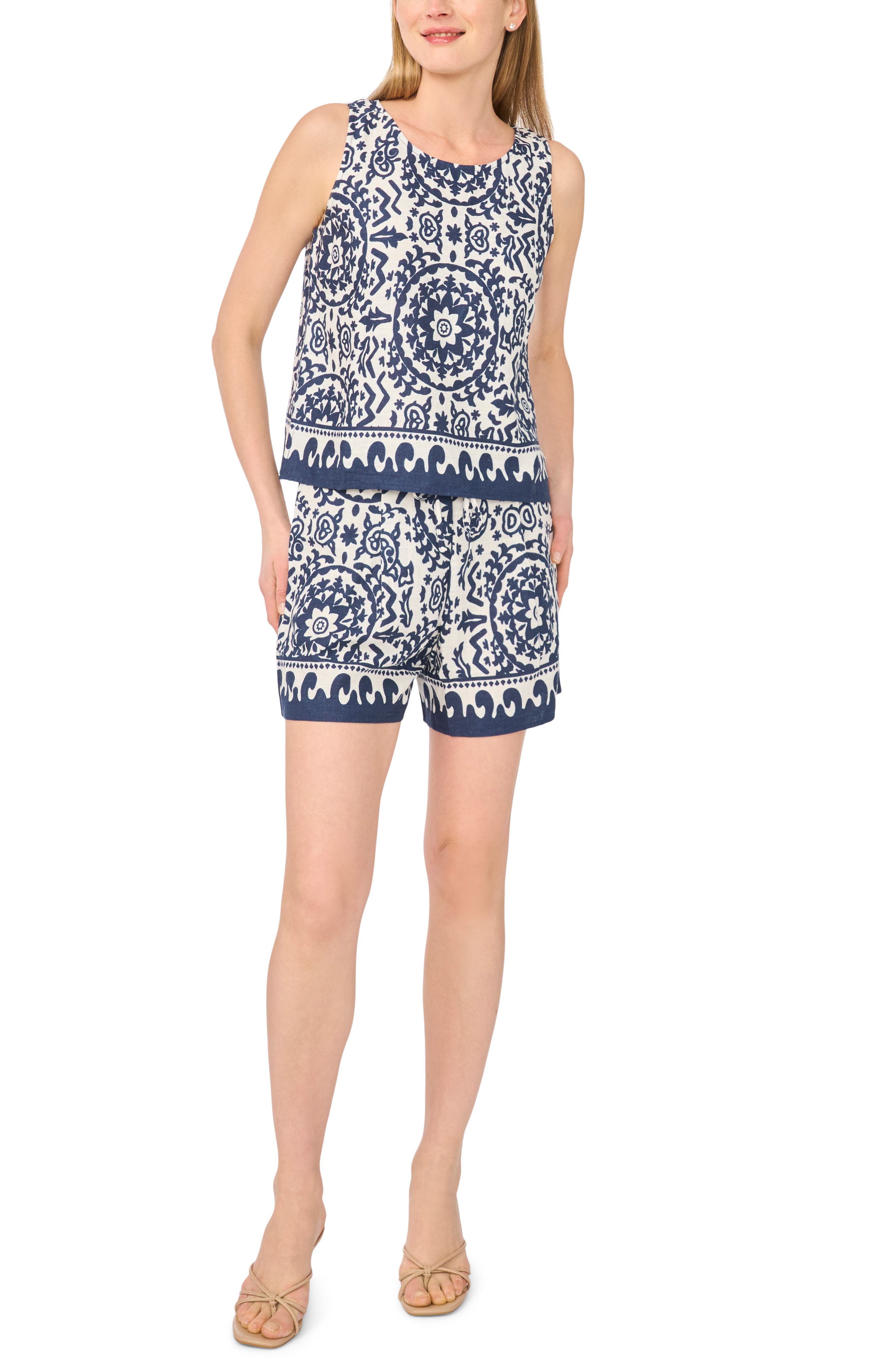 CeCe Boarder Print Tank & Shorts Set