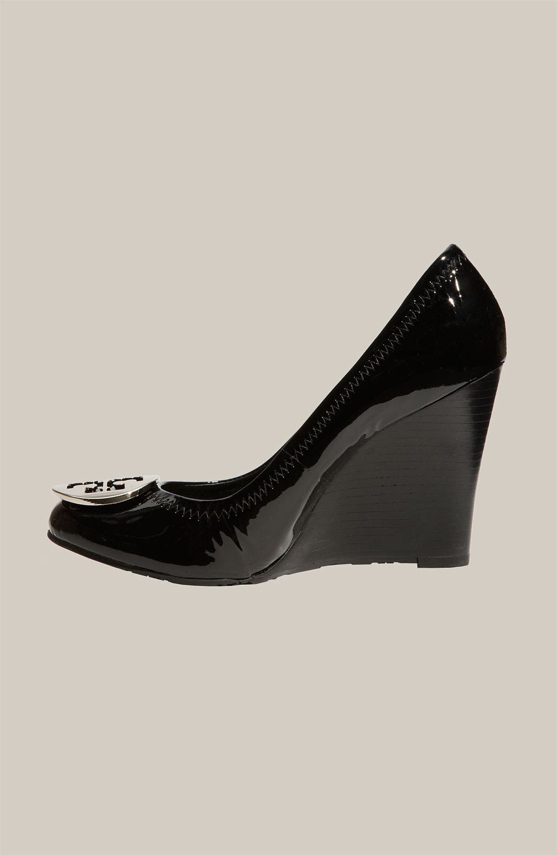 'Sophie' Wedge, Alternate, color, BLACK/ SILVER